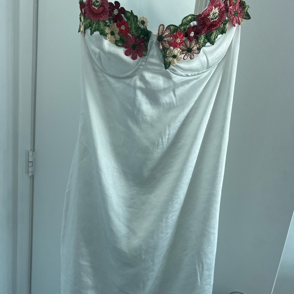 Princess Polly Floral Embroidered White Slip Dress